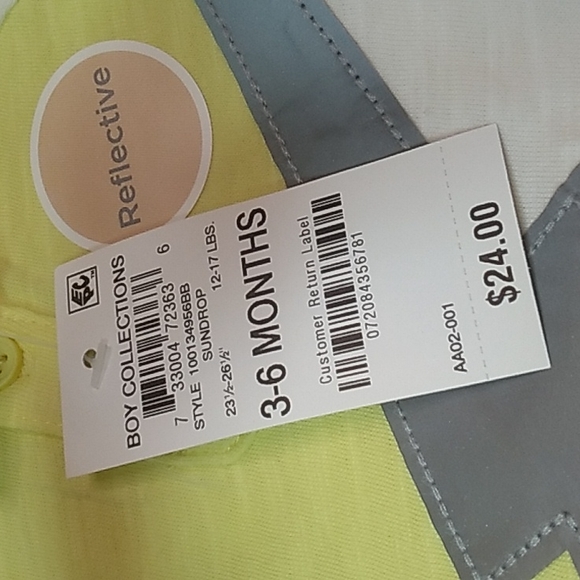 Macy's First Impressions 3-6 months Shirt w hood Reflective 100% Cotton Yellow, - Picture 5 of 6